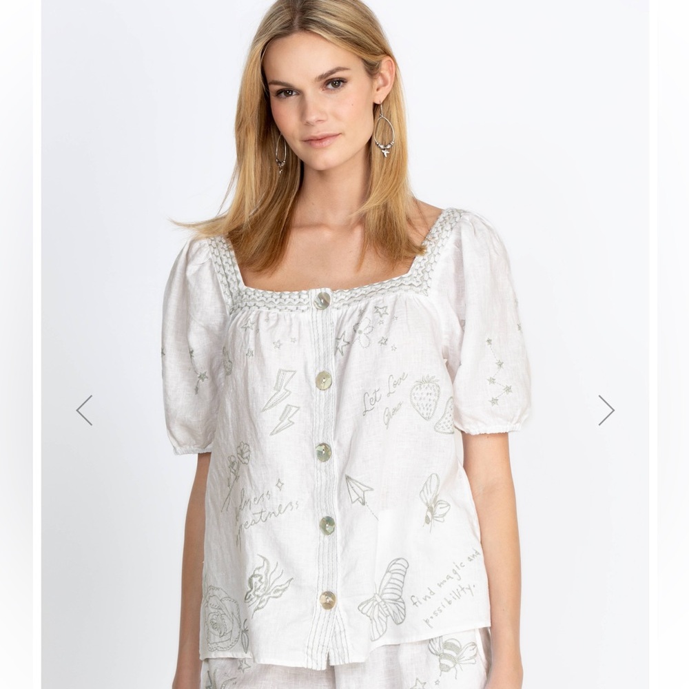 JOHHNY WAS Sovanna Wander Top Sz S - embroidered